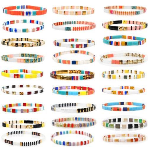 KSRA New Bohemia Tila Miyuki Bracelet For Women Trendy Rainbow Handmade Tile Seed Bead Bracelets Female BOHO Jewelry Friendship