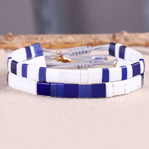 New Boho Adjustable DIY Tila Rice Bead Beaded Men‘s Bracelet Charm Hand-woven Miyuki Bracelets for Women