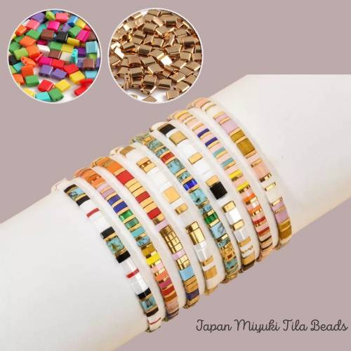 Two Holes Beads Taidian Miyuki Seedbeads for Jewelry Making DIY Tila Bracelets Accessorie Summer Beach Jewelry 5x5x2mm 50pcs/lot