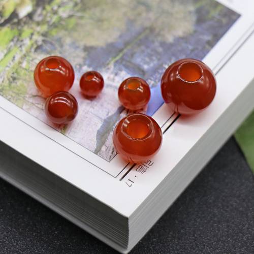5pcs Pure Natural Stone Big Hole Beads Red Agate Ladies Necklace Beads DIY Jewelry Gift Bracelet Making Wholesale Size 14mm-5mm