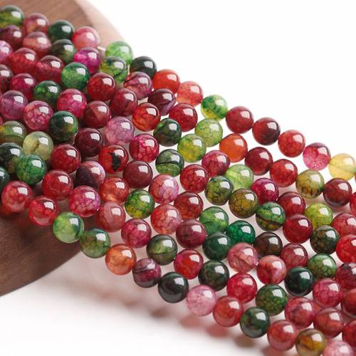 7A Grade Natural Stone Mixed Colour Tourmaline Agate Round Loose Beads 4mm-12mm for Jewelry Making Halloween Jewelry