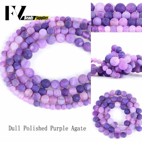 Dull Polished Purple Frost Agates Round Beads Natural Stones For Jewelry Making 4mm-12mm Spacer Beads Diy Jewellery Accessories