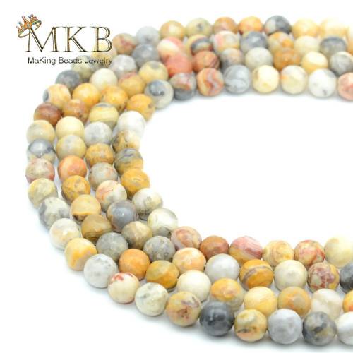 Faceted Natural Stone Crazy Agates Round Beads For Jewelry Making 4 6 8 10mm Gem Beads Diy Bracelet Necklace Wholesale Perles