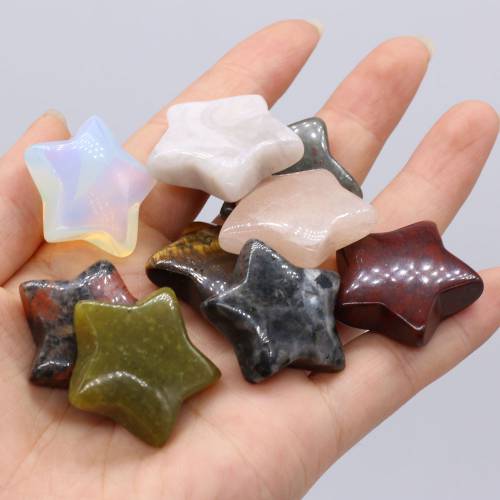 Five-pointed Star Natural Agates Beads No Hole Flash Labradorites Tiger Eye Stone Bead Ornaments Women Jewerly Gift 30x30mm