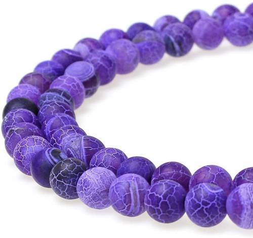 Frosted Agate Purple Color Loose Beads Natural Gemstone Smooth Round for Jewelry Making