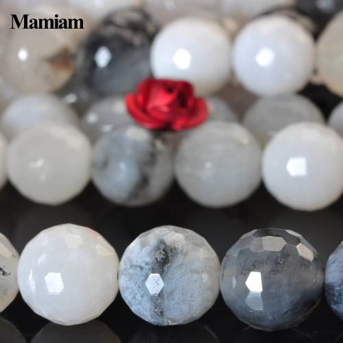 Mamiam Natural Black White Agate Faceted Round Beads 8mm Smooth Loose Stone Diy Bracelet Necklace Jewelry Making Gemstone Design