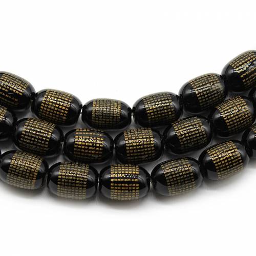 Natural Black Buddha Agat Stone Loose Beads Chinese Characters Tibeten Agates For Jewelry Making Men Women Good Luck Bead