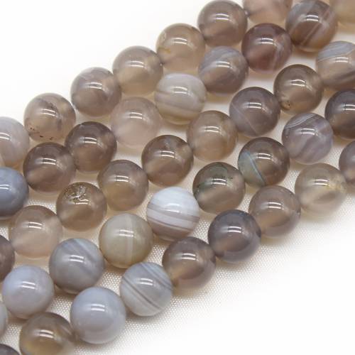 Natural Grey Striped Onyx Agates Stone Round Loose Spacer Beads Strand 15 4 6 8 10 12 MM Pick Size For Jewelry Making DIY