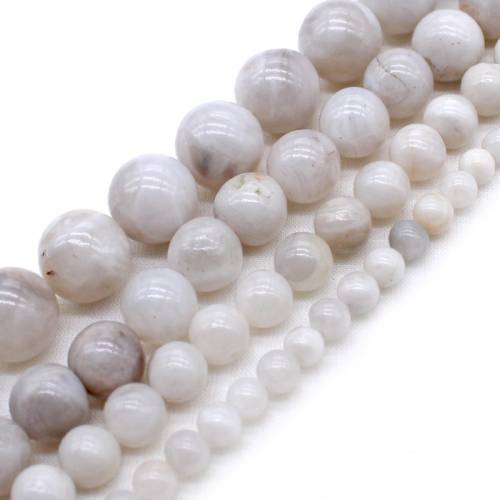 Natural Stone Beads White Crazy Agates Round Loose Beads 4 6 8 10 12MM Fit Diy Fashion Jewelry Making Accessories