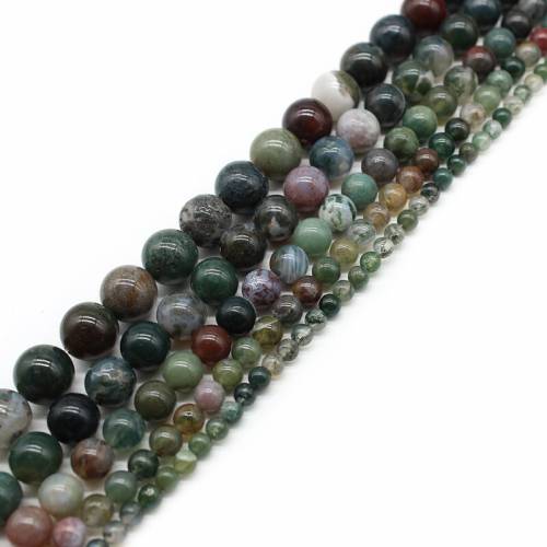 Natural Stone Indian Agates Smooth Round Loose Beads 4 6 8 10 12MM Pick Size For Jewelry Making Loose Beads Handmade Gift