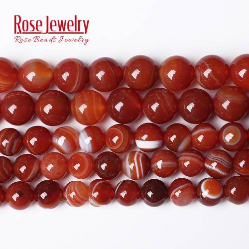 Natural Stone Red Striped Onyx Agates Round Loose Beads 15 Strand 4 6 8 10 12MM Pick Size For Jewelry Making DIY