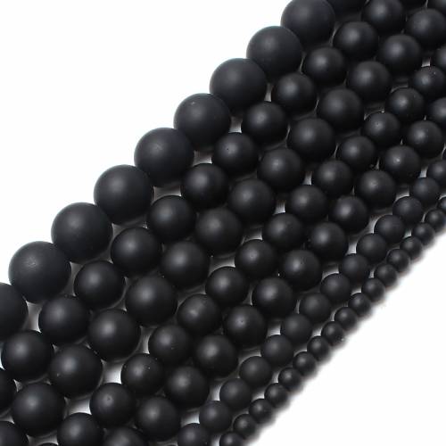 Smooth round black Dull Polish Matte Onyx Agates 155 Natural Stone Beads 4 6 8 10 12 14mm Pick Size For Jewelry Making