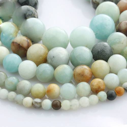 4mm 6mm 8mm 10mm 12mm Round Natural Amazonite Stone Loose Beads Lot For Jewelry Making DIY Crafts Findings