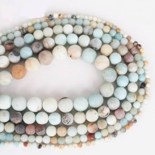 Frosted Amazonite Loose Spacer Bead 4mm 6mm 8mm 10mm Beads for Jewelry Making
