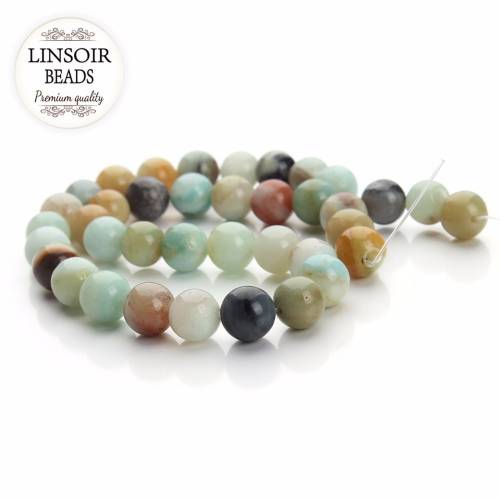 LINSOIR Natural Stone Green Blue Amazonite Beads 4mm 6mm 8mm 10mm 12 mm Round Loose Spacer Beads For Making Jewelry 40cm/strand