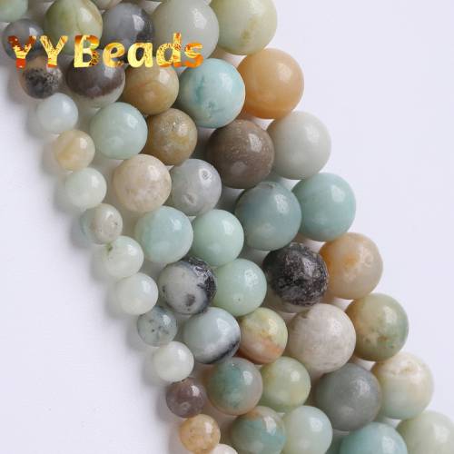 Natural Colorful Amazonite Stone Beads Natural Gem Smooth Spacer Round Beads For Jewelry Making Accessories 15 4 6 8 10 12mm