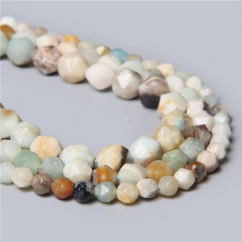 Natural Stone Beads Faceted Amazonite Loose Spacers Beads DIY Bracelet Accessories for Jewelry Making 15 6 8 10MM Supplier"
