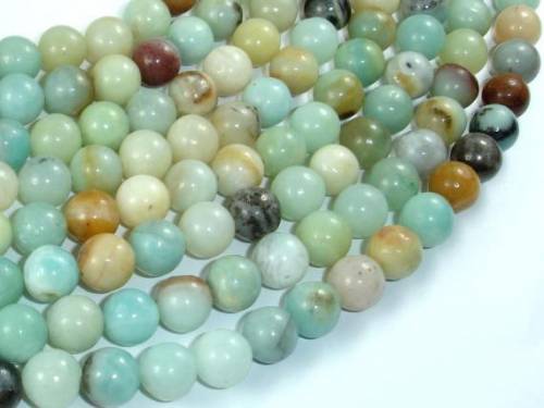 Wholesale Beads - Natural Multi Amazonite Beads 4mm 6mm 8mm 10mm 12mm Round Gem Stone Loose Beads for jewelry - 1 of 15 strand