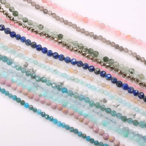 Wholesale Natural High Quality Stone Faceted BeadsRose Quartz Amazonite Loose Bead for Jewelry Making DIY Accessorie 2 3 4 Mm
