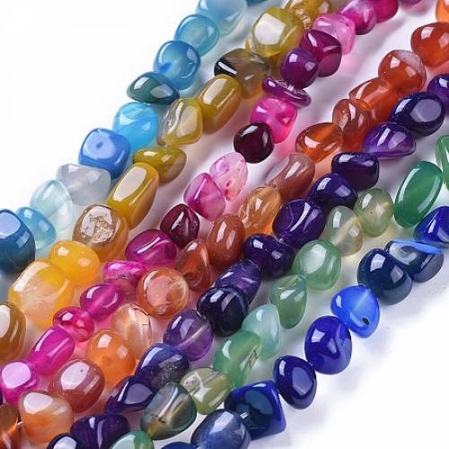 Natural Agate Beads Strands - Dyed & Heated - Tumbled Stone - Nuggets - Mixed Color - 3~15x7~15x7~15mm - Hole: 1mm; about 42~44pcs - 1456~1476...