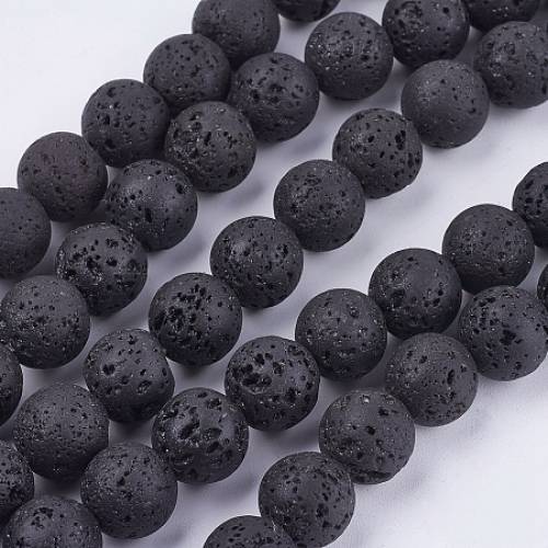 Natural Lava Stone Bead Strands - Round - 10mm - Hole: 1mm; about 40pcs/strand - 157 inches