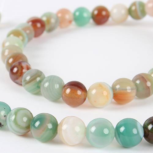 Nbeads Natural Gemstone Agate Round Bead Strands - Dyed - DarkSeaGreen - 6mm - Hole: 1mm; about 63pcs/strand - 1535