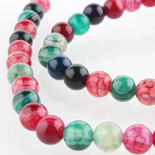 Nbeads Natural Gemstone Agate Round Bead Strands - Dyed - Mixed Color - 6mm - Hole: 1mm; about 63pcs/strand - 1535