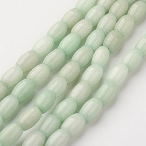 NBEADS Natural Jade Bead Strands - Dyed - Oval - Aquamarine - 9x6mm - Hole: 1mm; about 41pcs/strand - 1511