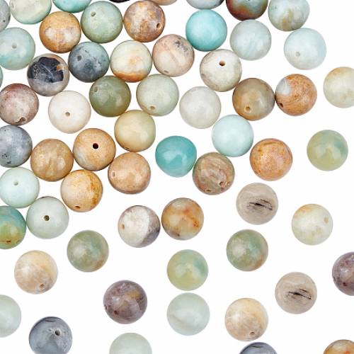 Olycraft Natural Amazonite Beads Strands - Round - 10mm - Hole: 1mm; about 38pcs/Strand - 1555 inches(395cm)