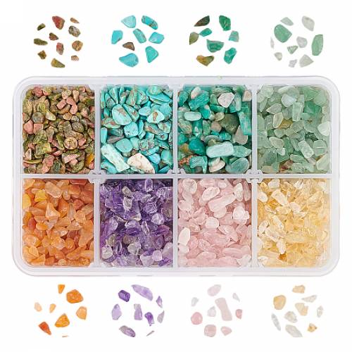 OLYCRAFT Natural & Synthetic Mixed Gemston Chip Beads - No Hole/Undrilled - 2~8x2~4mm; 8 materials - 27g/material - 216g/box