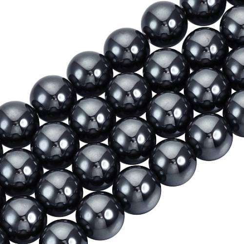 Olycraft Non-magnetic Synthetic Hematite Beads Strands - Grade A - Round - 8mm - Hole: 1mm; about 50pcs/strand - 155 inches