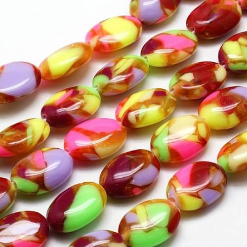 Synthetic Imperial Jasper Bead Strands - Dyed - Oval - Colorful - 18x13x6mm; about 22pcs/strand - 157 inches