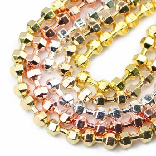 10pcs Rose Gold Silvers Hematite Natural Stone Dumbbell Shape Spacer Loose Beads For Jewelry Making Diy Bracelets Pendant 15x6MM