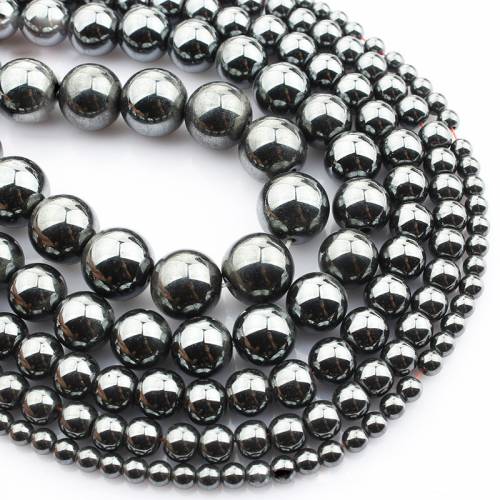 15(38cm) Strand Round Natural Hematite Stone Rocks 4mm 6mm 8mm 10mm 12mm Beads for Jewelry Making DIY Bracelet Findings