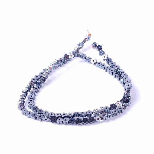 1pack/lot 2*4mm Natural stone bright flower shape loose hematite beads for DIY jewelry necklace bracelet making