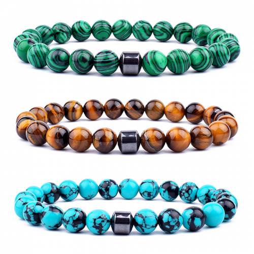 2022 pulsera hombre Cylinder Hematite Bracelets For Men Classic Nature Stone Beads Bracelets & Bangles Homme Yoga Jewelry Gift