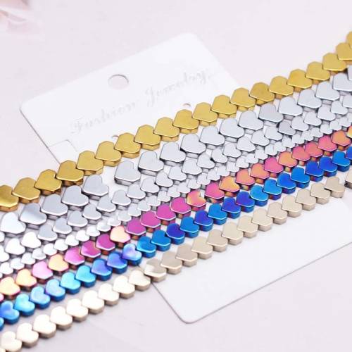 4/6/8/10mm Heart Shape Natural Stone Hematite Beads Heart Loose spacer Beads For Jewelry Making DIY Bracelet Retention Color