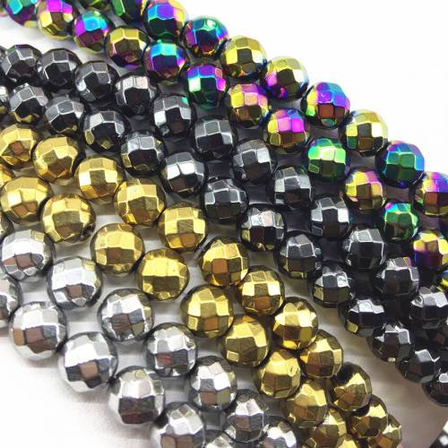 4mm 6mm 8mm 10mm 12mm 4 colors natural hematite stone Iron ore faceted round loose beads jewelry 15inch B190