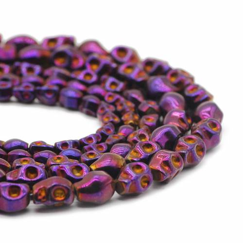 4x6/6x8/8x10MM Hematite Natural Stone Purple Skull Head Spacer Loose Beads For Jewelry Making Handmade DIY Bracelets Accessories