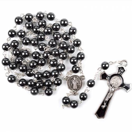 5 Styles Religion Cross Pendant Rosary Necklace Catholic Long Chian Hematite Beads Black Choker Jewelry Party Anniversary Gifts