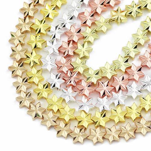 55pcs Rose Gold Six-Pointed Star Hematite Natural Stone 7MM Hexagram Spacer Loose Beads For Jewelry Making Diy Bracelet Pendant