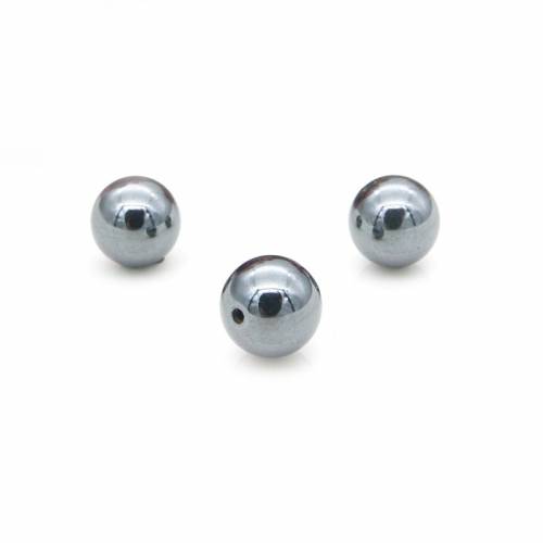 5pcs Natural Stone Round Hematite Half Drilled Beads Semi Hole 6/8mm Jewelry Findings For Making Earrings Pendant