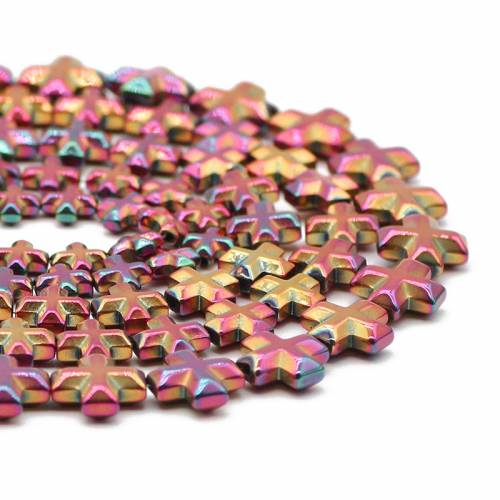 6/8/10MM Hematite Natural Stone Rose Red Cross Jesus Spacer Loose Beads For Jewelry Making Handmade DIY Bracelets Accessories