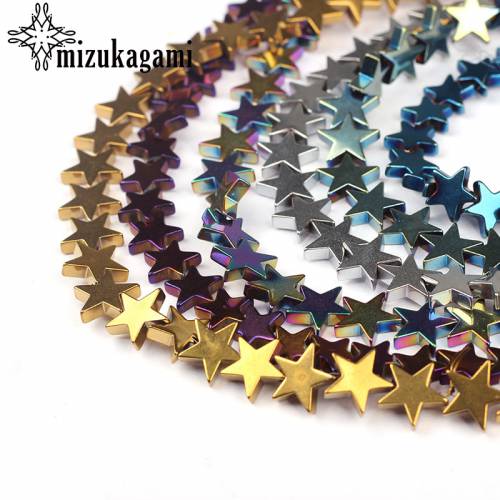 6mm 10mm Natural Hematite Gallstone Beads Colorful Flat Stars Loose Beads For DIY Necklace Jewelry Making Finding Accessories