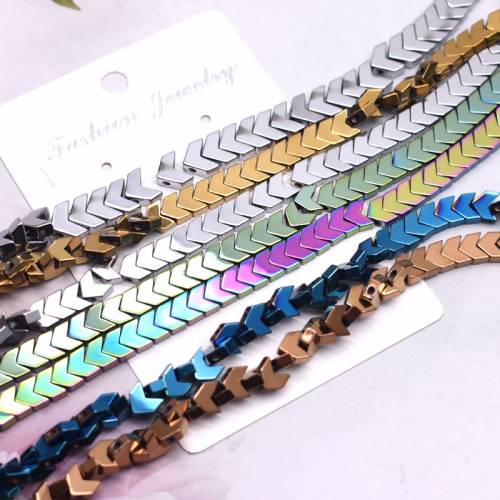 6mm8mm Double hole Natural Stone Hematite Beads V-shaped Arrow Shape Loose spacer Beads For Jewelry Making DIY Design Bracelet