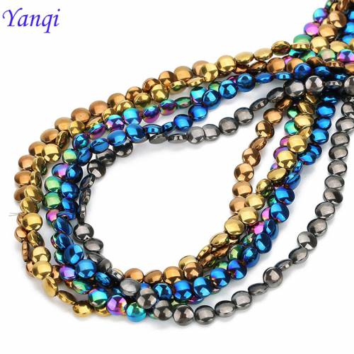 Accessories Round Disc Shape Hematite Beads 4/8mm 15inch Strand Natural Stone Hematites Loose Spacers Beads DIY Jewelry Making