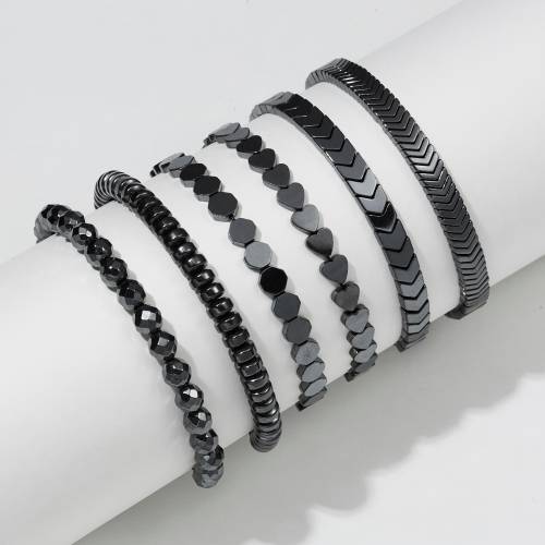 Black Irregular Hematite Stone Bracelet For Men Hand Woven Fashion Adjustable Care Magnet Beads Bracelet Positive Energy Jewelry