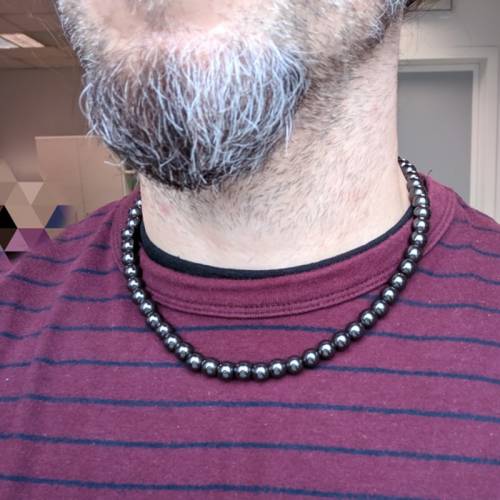 Black Round Beads Hematite Necklace Beaded Necklace 6mm 8mm 10mm Magnetic Power Jewelry for Men and Women