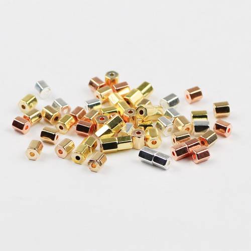 BTFBES Hexagon Beads geometric Hematite Natural Stone 3mm Rose Gold Charm Spacer Loose bead for jewelry Bracelet Making Diy 120