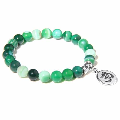 Colorful Women Natural Stone Beads Bracelet 8mm Round Fluorite Hematite Aagtes Malachite Beaded Ohm Charm Bracelet Yoga Jewelry